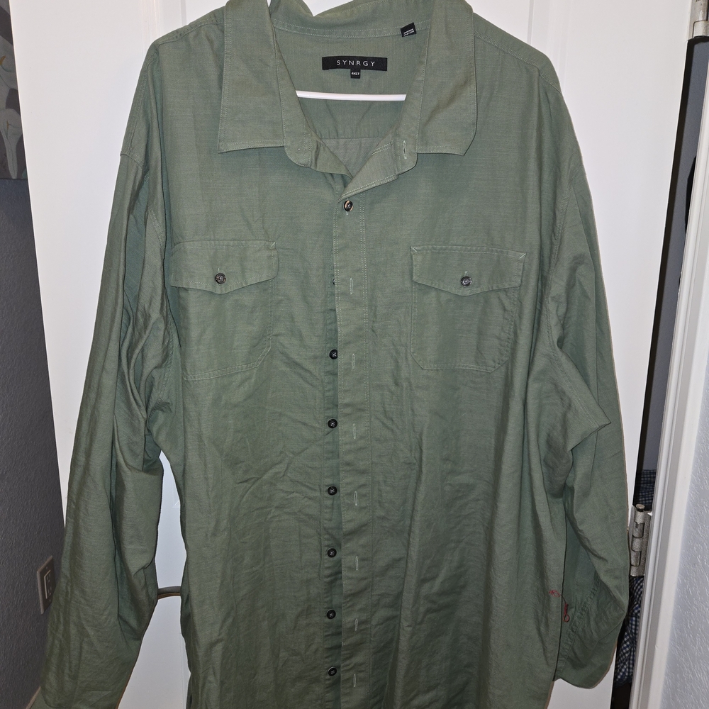 Synrgy Men's Green Casual Button Down Shirt